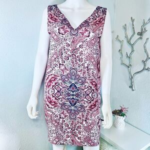MNG Bohemian Mandala Print Sleeveless Dress Red White Casual Size 6 Women's
